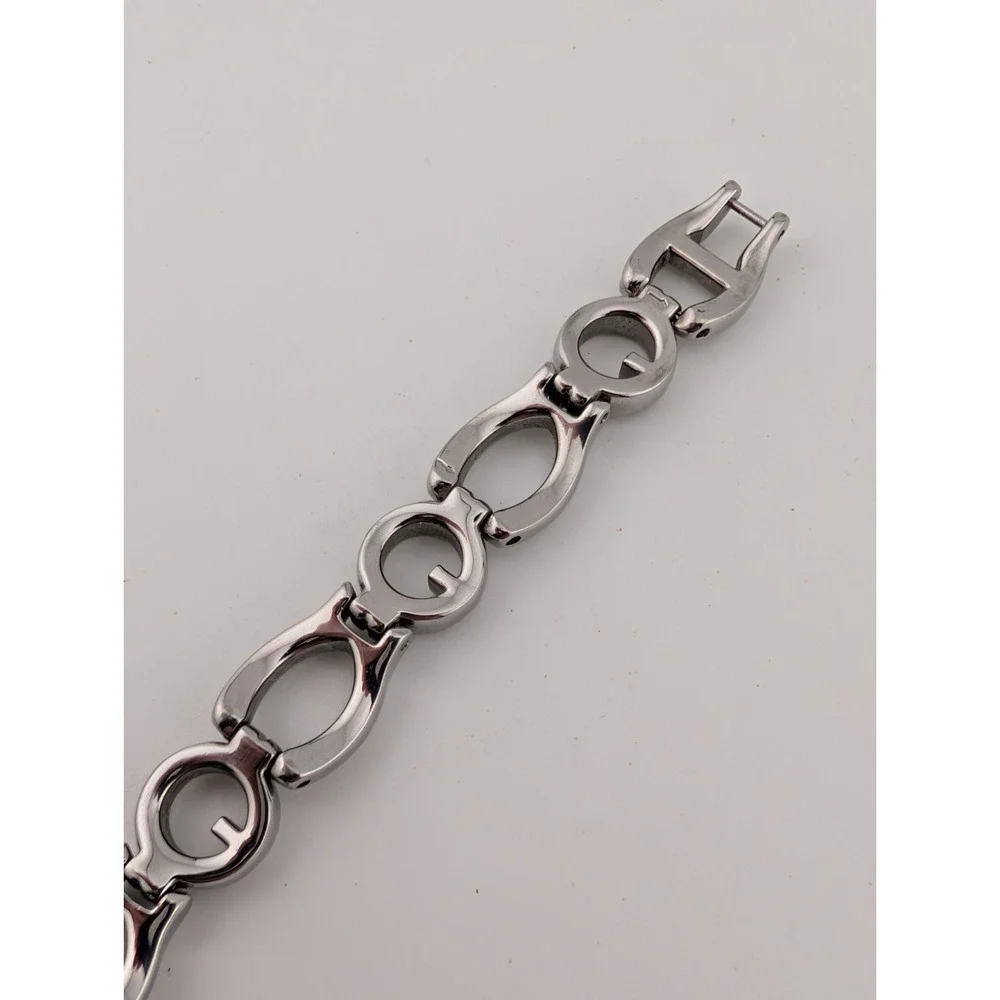 Vintage Guess Watchc Women 23mm Case Spiral Dial Silver 6.5